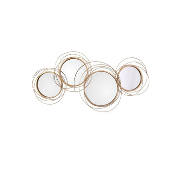 Light Luxury Creative 3D 4 Rings Round Gold Metal Wall Mirror